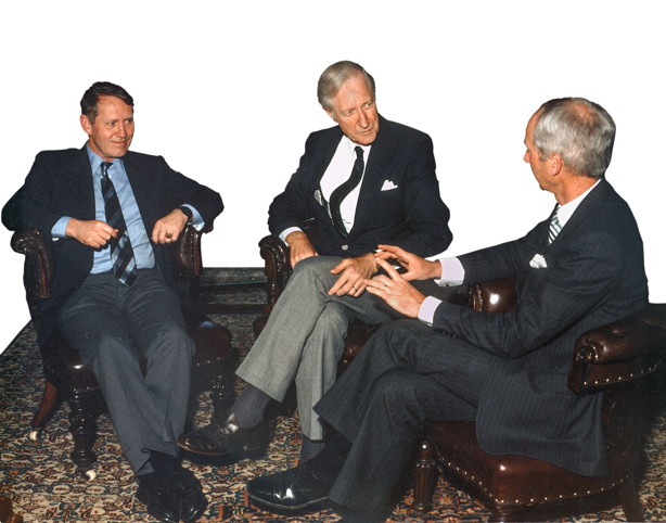Chuck Feeney, Frank H.T. Rhodes and Ed Walsh in Ireland in 1987
