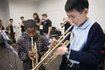 Students in orchestra