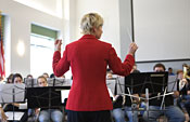 Conducting school orchestra