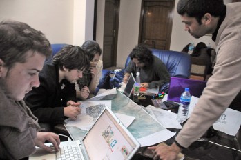 Students in Diggi prepare a presentation