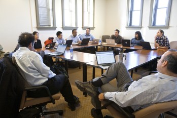 Members of BR Ventures group at a meeting in Sage Hall