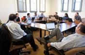 Members of BR Ventures group at a meeting in Sage Hall
