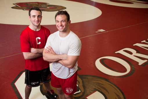 Mack Lewnes '11 with assistant wrestling coach Mike Grey '11