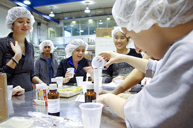 food science students calibrate ice cream flavors in dairy plant in Stocking Hall