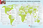 World map of Cornell activities