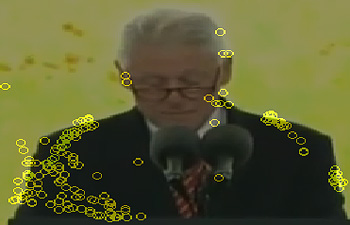 Slide from David Feldshuh presentation shows President Clinton video tracing movement patterns