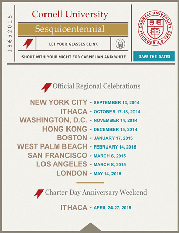Cornell Sesquicentennial save-the-date invitation