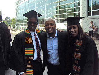 Sebastian Placide, Yusuf Muhammad and Shenell Bourne at Cornell graduation