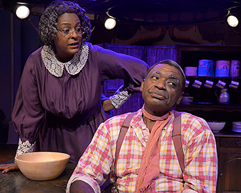 Inga Ballard and Michael James Leslie in Westchester Broadway Theatre's 2016 production of 