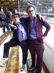 Fans wear purple at Lynah Rink