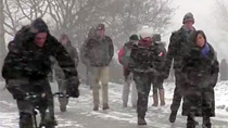 winter walk up Slope video frame