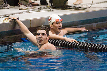Wes Newman with Mike Smit at 2007 swimming competition