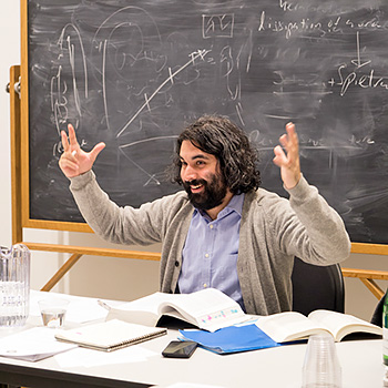 Ajay Chaudhary '03, co-founder of the Brooklyn Institute, teaches a course