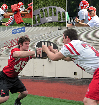 Image collage of BearClaw in use during football training