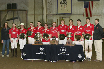 Men's and women's polo teams with Eastern Regionals trophies