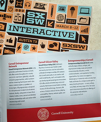 Poster showing Cornell events at SXSW Interactive Festival