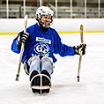 David Crandell on hockey sled