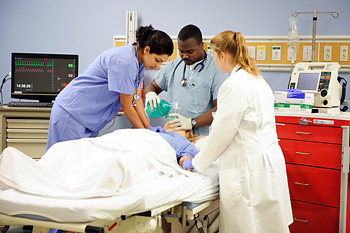 students work on cardiopulmonary resuscitation methods at ABIA