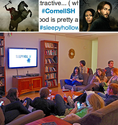 Students watch 'Sleepy Hollow' in Mews Hall collage