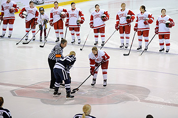 Ceremonial puck drop at Nov. 15 women's hockey game