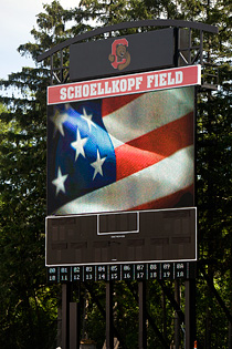 Close-up view of new scoreboard