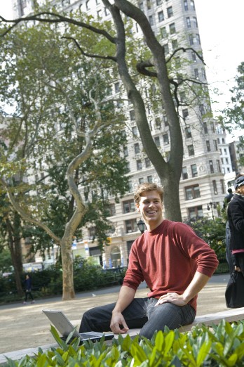 Architecture student Tim Liddell 10 in Madison Square Park