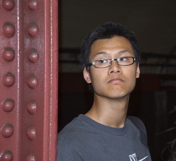 Graduate student Huicheng Zhong during a walking tour of Manhattan