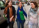 Students Ariadne Buffery, Danielle Sanchick and Chrissy Fazio stroll West 17th Street in Manhattan.