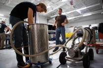 Student uses impeller pump to aerate a fermenting chardonnay
