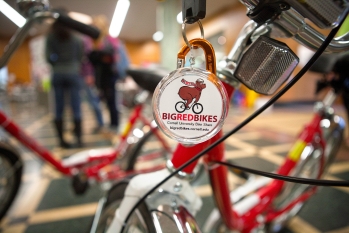 Big Red Bikes tag on bicycle