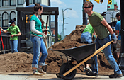 Students install plantings in downtown Utica