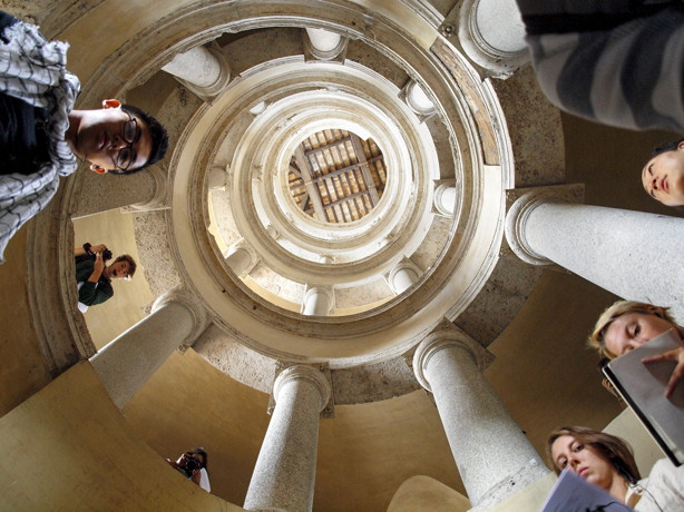 Students in Cornell in Rome program visit Bramante Staircase in Vatican City