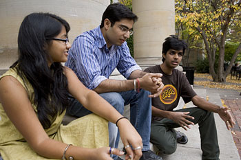 Students from India on the Goldwin Smith steps