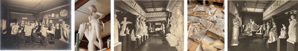 Archival images of the plaster cast collection in The Museum of Casts, McGraw Hall, as it appeared between 1891 and 1906, interspersed with current images of items from the collection in storage.