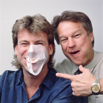 Rob Nelson and Jim Bouton chewing Big League Chew