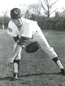 Rob Nelson pitches for Cornell in 1970