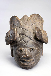 wood gelede mask from exhibit