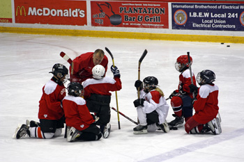 Kids at hockey camp