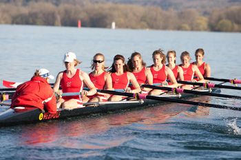 Women's rowing team on Cayuga Inlet