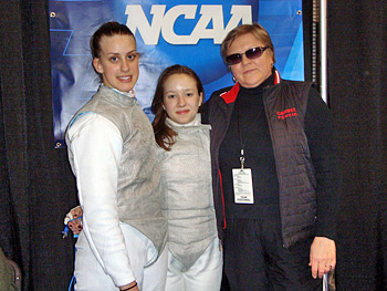 Christine McIntosh '14, April Whitney '14 and coach Iryna Dolgikh