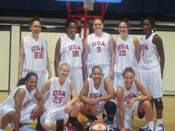 Basketball player Lauren Benson with team USA during European tour