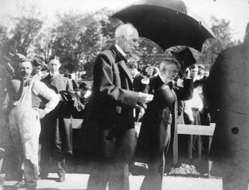 Goldwin Smith and Andrew Dickson White at the opening of Goldwin Smith Hall in 1906