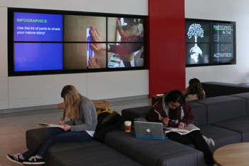 Media wall in College of Human Ecology