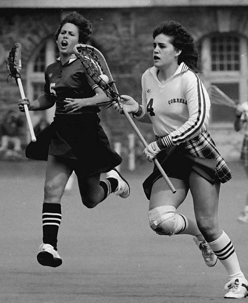 Jenny Graap playing for the women's lacrosse team in 1983