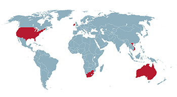 world map showing areas of The Atlantic Philanthropies' giving