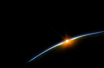 Curvature of the Earth and sun as seen from low Earth orbit.