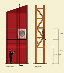 plan sketch for drum major display in Fischell Band Center