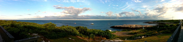 Panoramic view of Shoals Marine Laboratory showing the Appledore Island coast