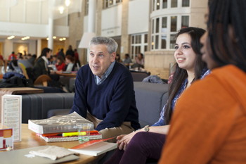 Human Ecology Dean Alan Mathios with students