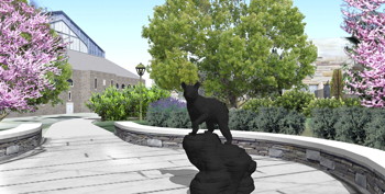rendering of planned statue at Campus Road and Garden Avenue